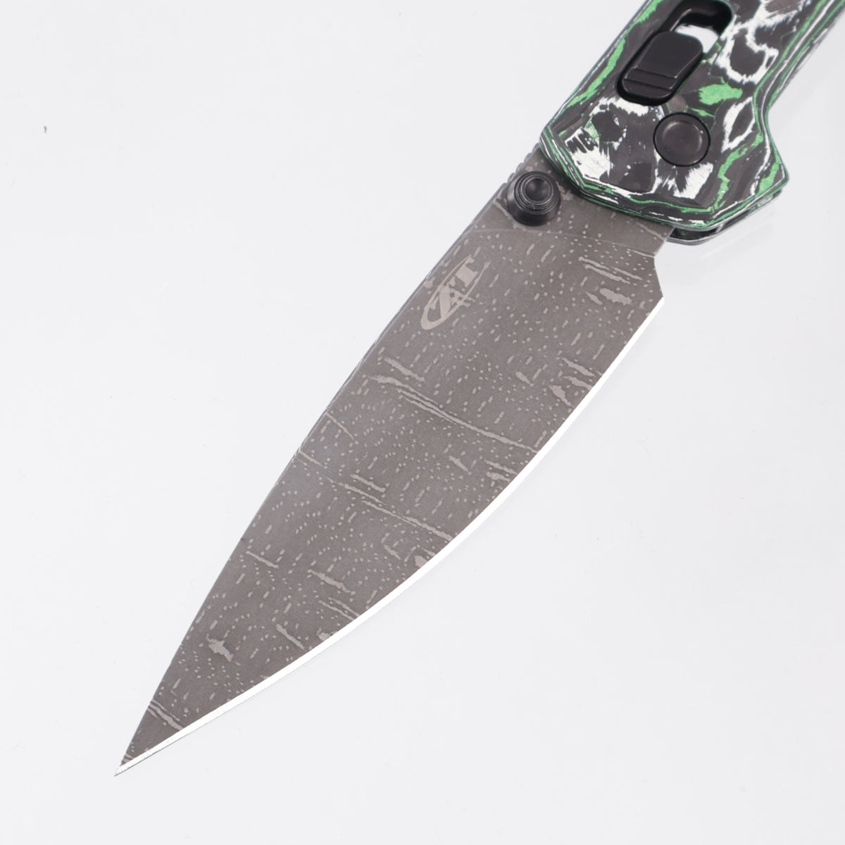 Zero Tolerance 0117 Duralock - Green & White Carbon Fiber - Vegas Forge Dot Matrix - 0117VFGW