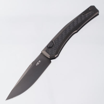 Zero Tolerance (ZT) 0556BLK Auto - Black Titanium w/ Carbon Fiber Inlay - PVD Magnacut