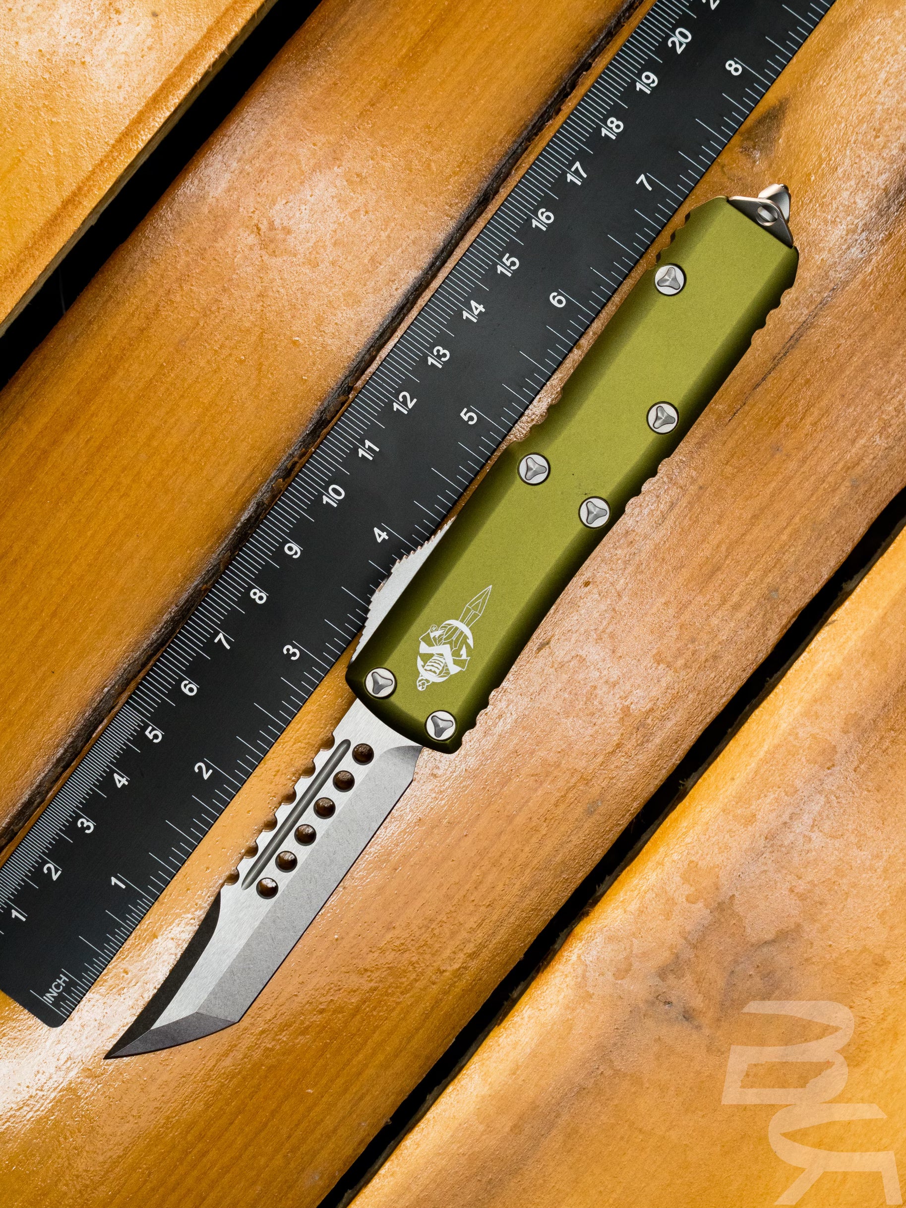 MICROTECH 719-10ODS UTX-85 HELLHOUND STONEWASH OD GREEN