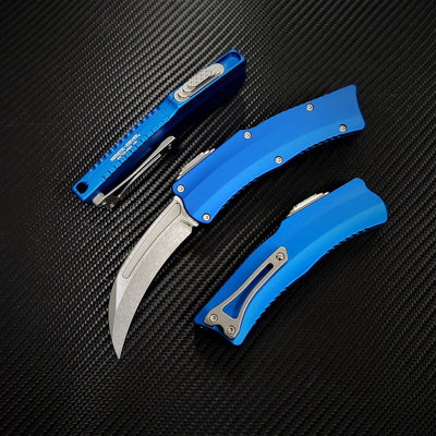 Heretic Roc - Blue Handle - Stonewash MagnaCut Blade - Standard Hardware