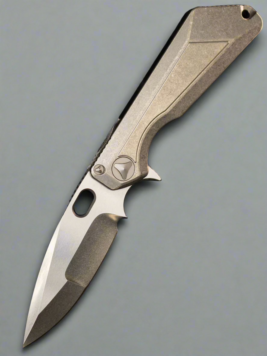 Marfione Custom Strider MSG 3 Flipper Elmax Blade Titanium Chasis Stonewash Finish