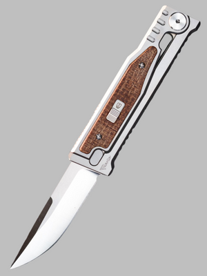 Reate EXO-M Drop Point Gravity Knife Titanium/Burlap Micarta (2.95" Satin)