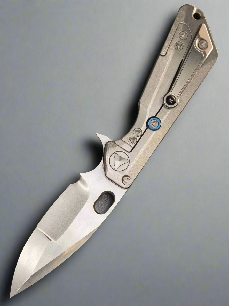 Marfione Custom Strider MSG 3 Flipper Elmax Blade Titanium Chasis Stonewash Finish