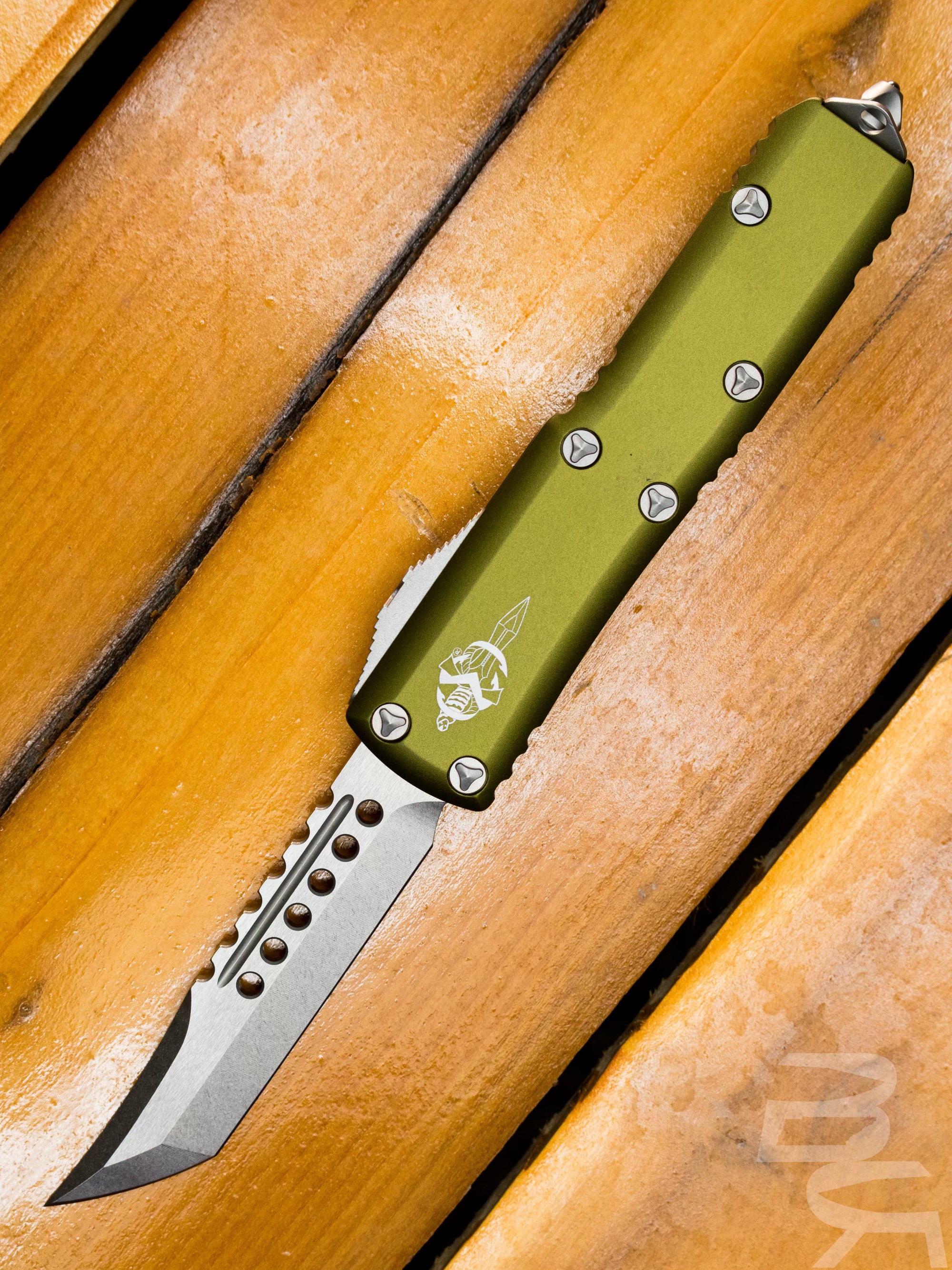 MICROTECH 719-10ODS UTX-85 HELLHOUND STONEWASH OD GREEN