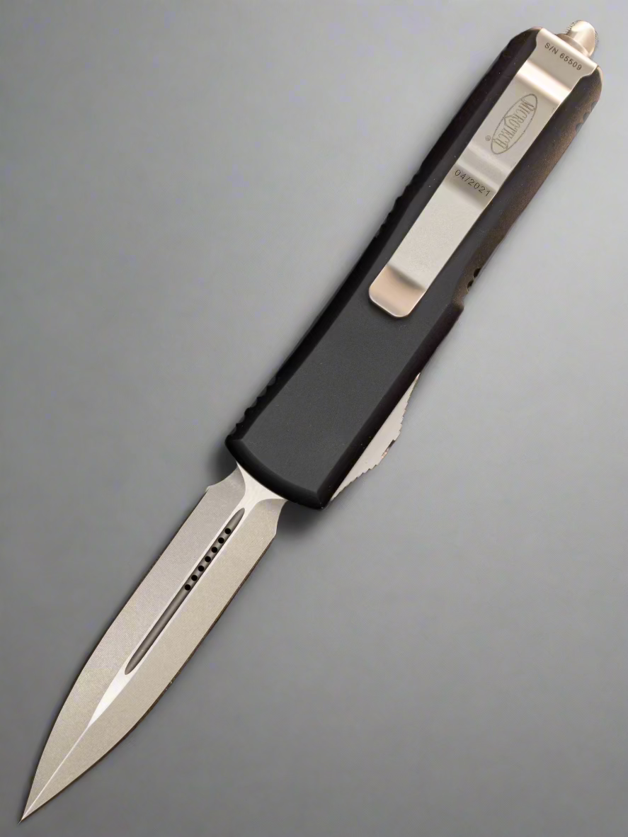 Microtech 232-10 UTX-85 D/E - Black Handle - Stonewashed Blade