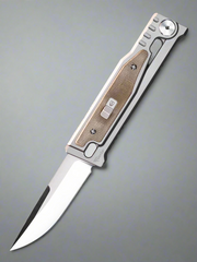 Reate EXO-M Drop Point Gravity Knife Titanium/Green Micarta (2.95" Satin)