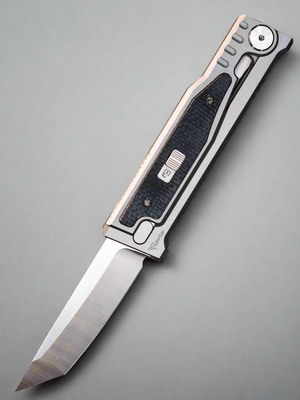 Reate EXO-M Tanto Gravity Knife Titanium/Black Micarta (2.95" Satin)