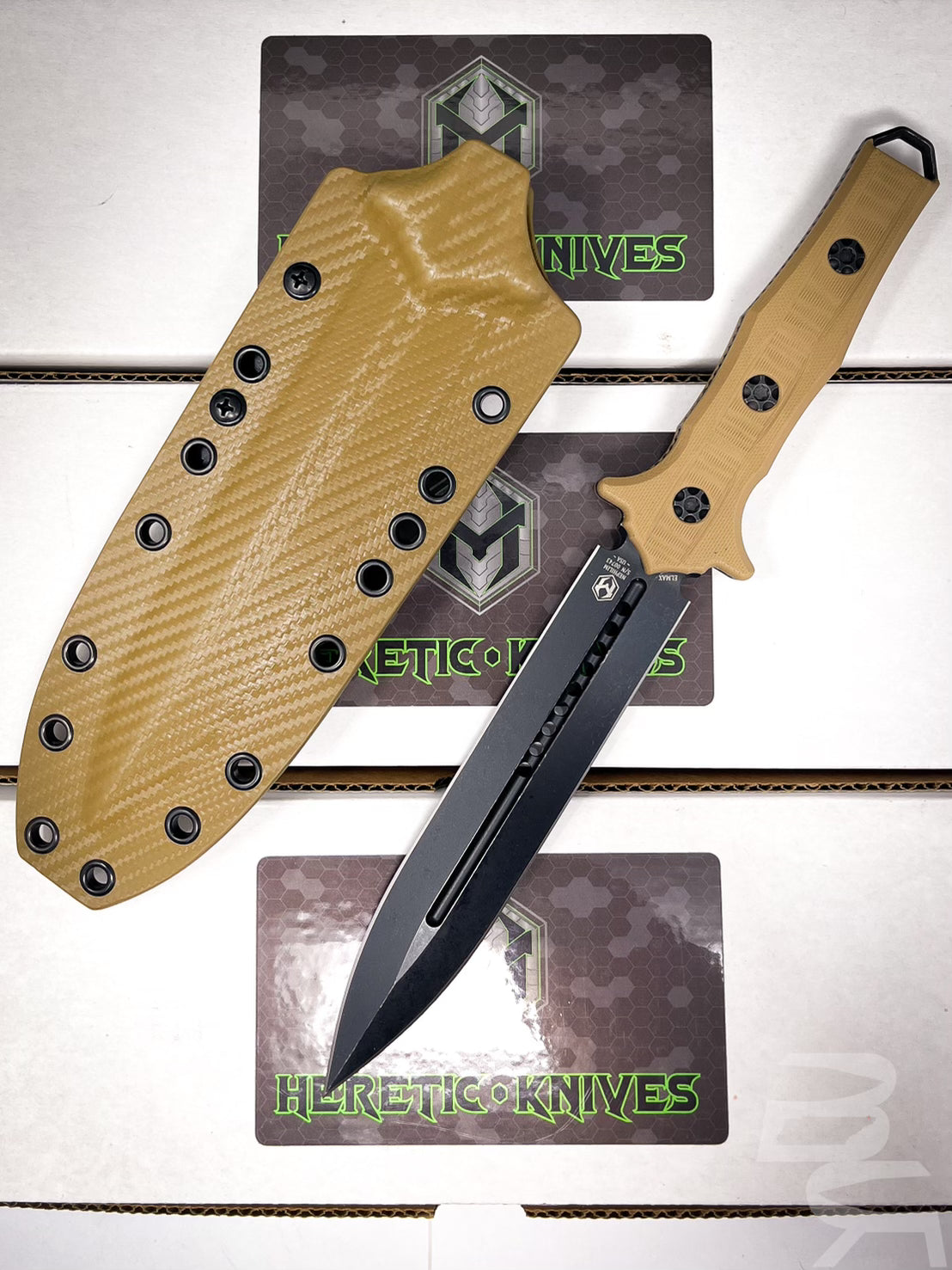 Heretic Nephilim Double Edge Battleworn Black Flat Dark Earth G10