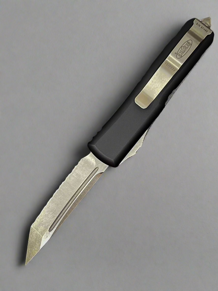 Microtech UTX-85 T/E Tanto Stonewash Full Serrated