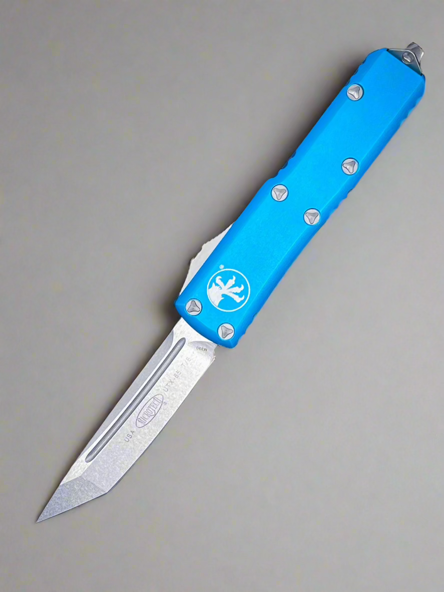Microtech UTX-85 Tanto Turquoise Handle Stonewash M390