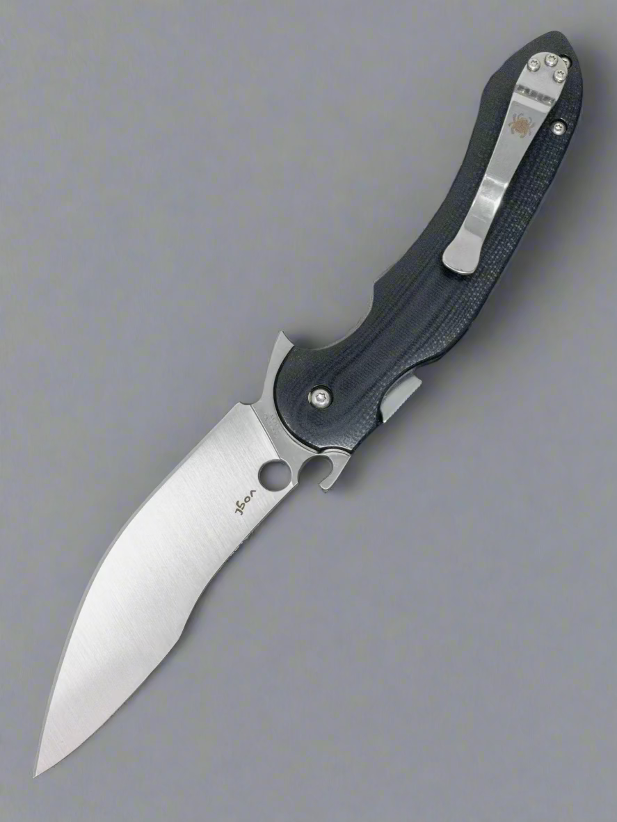 Spyderco Javier Vogt Tropen Flipper Knife 4.02" S30V Satin Plain Blade, Polished Black G10 Handles - C237GP